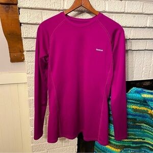 REEBOK Play Dry Womens Activewear Pullover Top Shirt Purple Long Sleeve Crew L